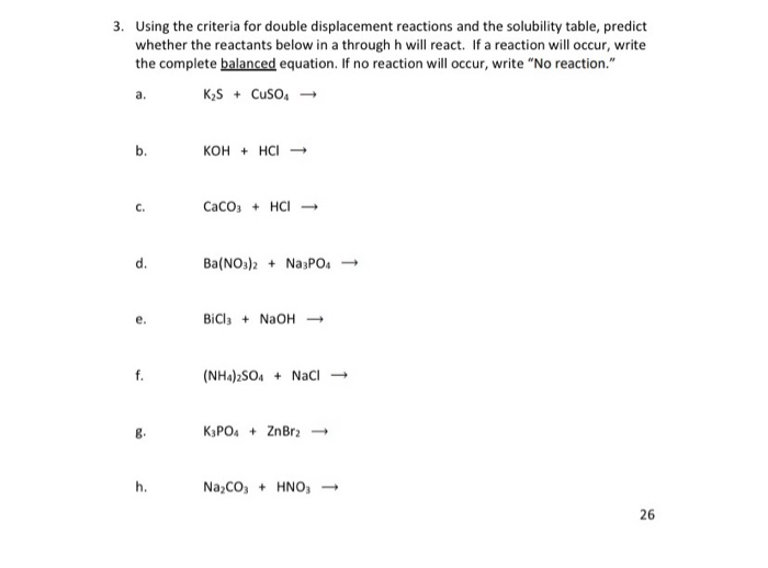 Solved 3. Using the criteria for double displacement | Chegg.com