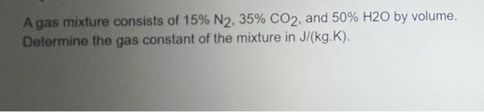 Solved A Gas Mixture Consists Of 15 N2 35 Co2 And 50