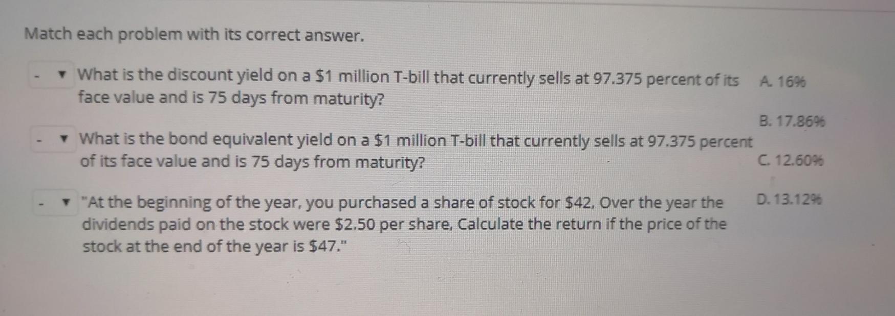 Solved Match each problem with its correct answer. What is | Chegg.com