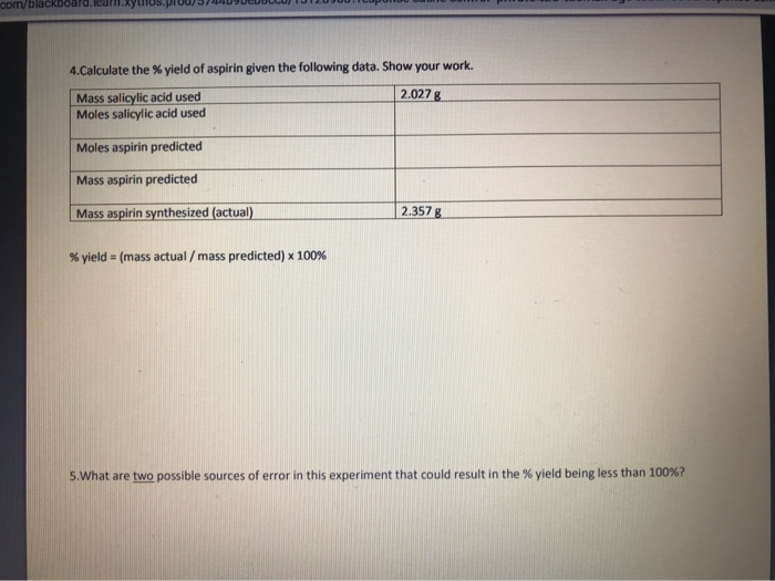 Solved Aspirin Synthesis Lab Report Questions 1. Describe
