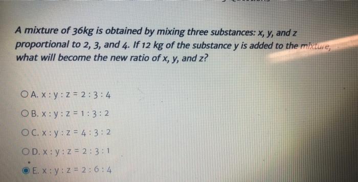 Solved A mixture of 36kg is obtained by mixing three | Chegg.com