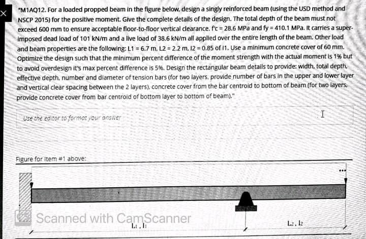 Solved M Aq For A Loaded Propped Beam In The Figure Chegg Com