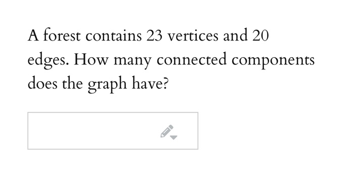 Solved A forest contains 23 vertices and 20 edges. How many | Chegg.com