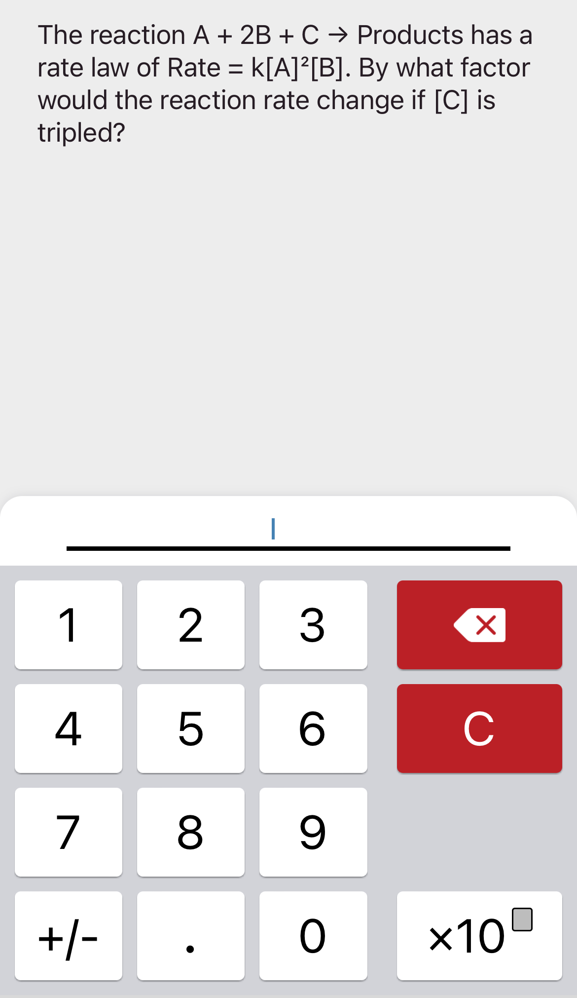 Solved The reaction A+2B+C→ ﻿Products has a rate law of Rate | Chegg.com