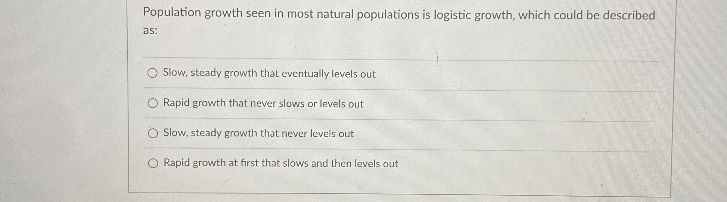 Solved Population growth seen in most natural populations is | Chegg.com