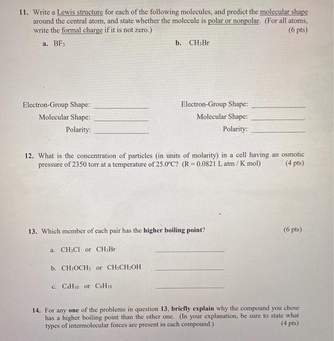 Solved 11. Write a Lewis structure for each of the following | Chegg.com