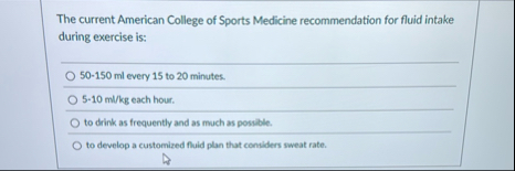 Solved The current American College of Sports Medicine | Chegg.com
