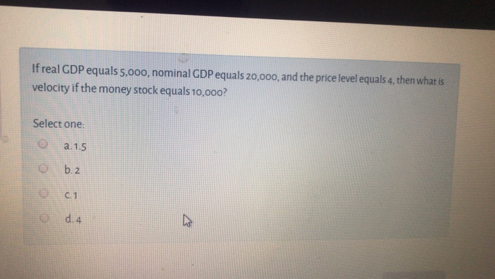 Solved According to the quantity theory of money, money | Chegg.com