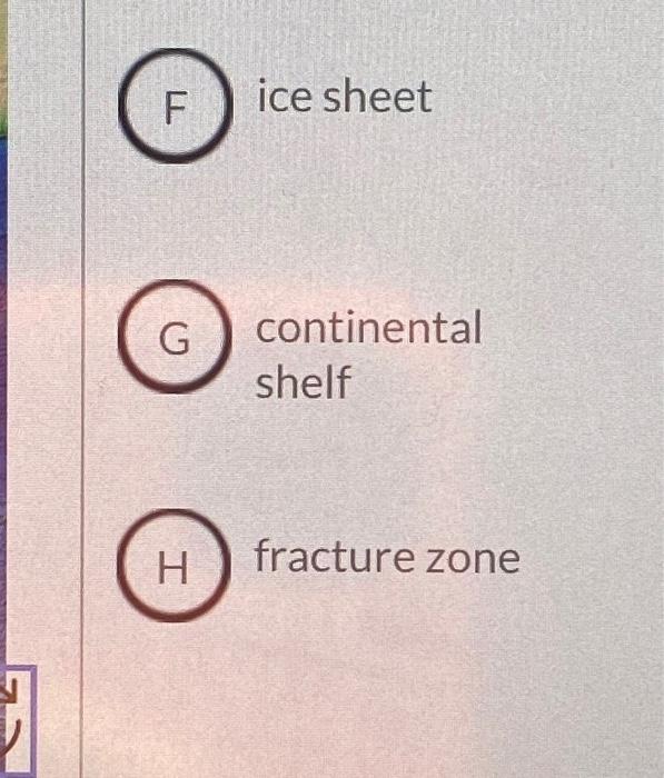 ice sheet
continental shelf
fracture zone