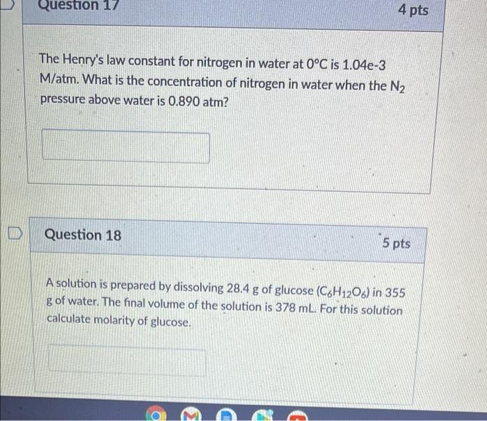 Solved Question 17 4 Pts The Henry's Law Constant For | Chegg.com