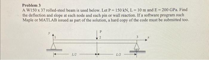 Solved Problem 3 A W150 37 rolled-steel beam is used below. | Chegg.com