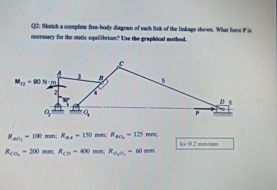 Solved Q2: Sketch A Complete Free-body Diagram Of Each Link 