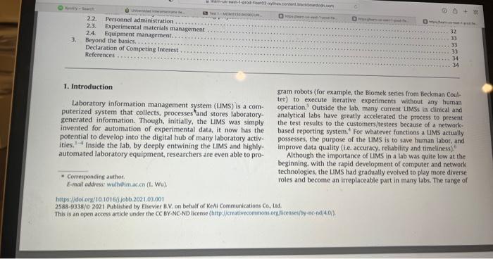 Review Article Laboratory information management | Chegg.com