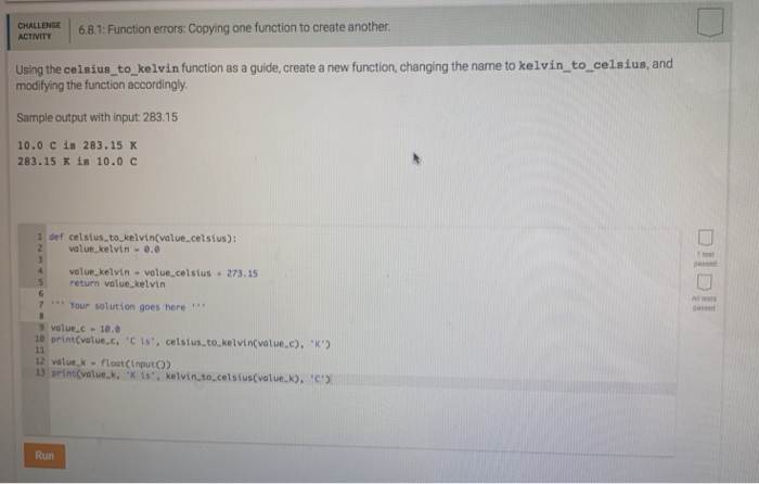 Solved CHALLENGE 6.8.1: Function errors: Copying one | Chegg.com