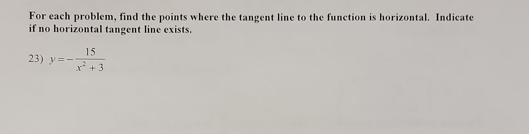 how to find the horizontal tangent line of a trig function