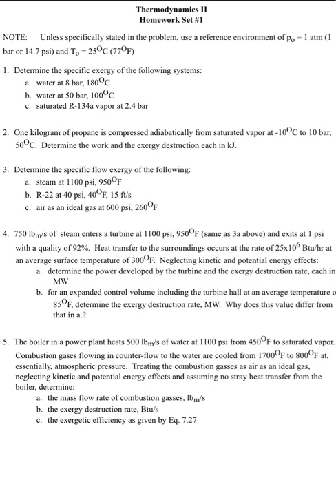 Thermodynamics Homework Problem Solved Thermodynamics II Homework Set #1 NOTE: Unless | Chegg.com