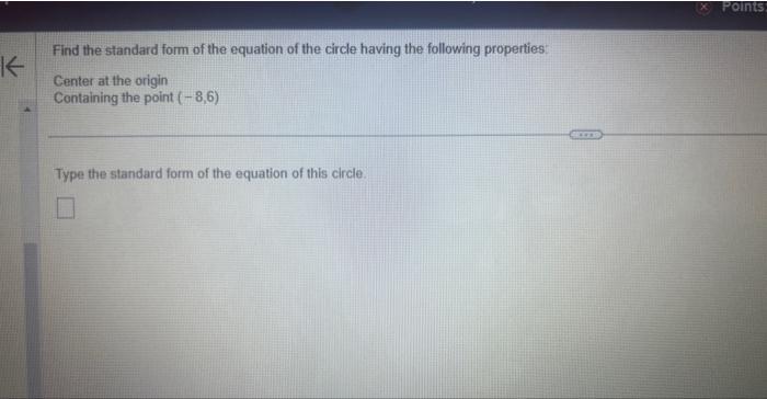 Solved Find the standard form of the equation of the circle | Chegg.com