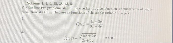 Solved Problems 1, 4, 9, 25, 38, 43, 51 For the first two | Chegg.com