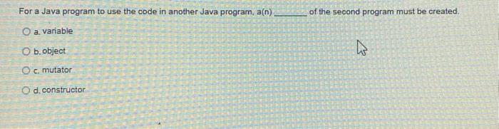 Solved For a Java program to use the code in another Java | Chegg.com
