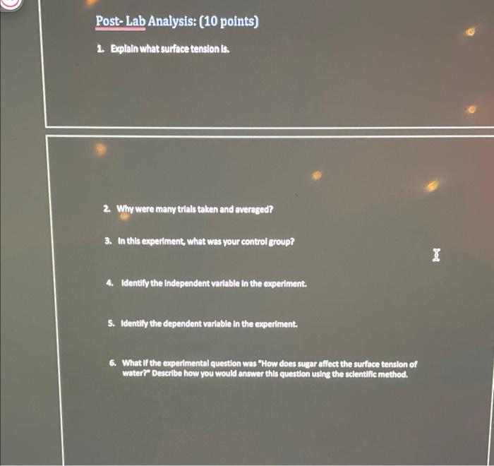 Solved How is the Surface Tension of Water Affected by Soap?