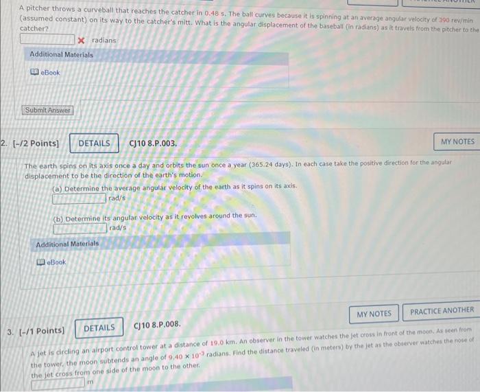 Solved A. pitcher throws a curveball that reaches the