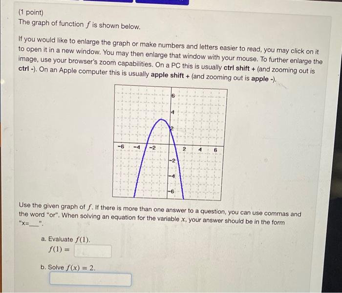 Solved (1 point) The graph of function f is shown below. If | Chegg.com