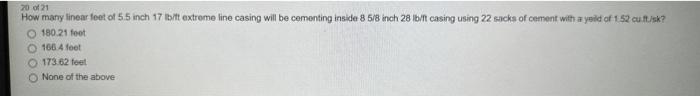 Solved 20 ef 21 How many linear feet of 5.5 inch 17lb ff | Chegg.com