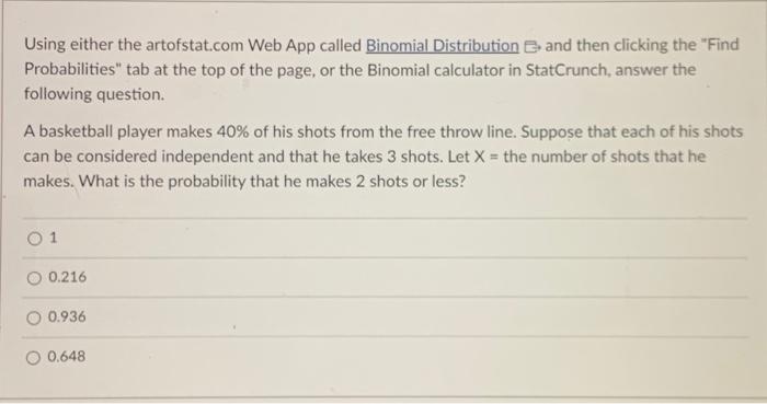 Solved Using Either The Artofstat.com Web App Called | Chegg.com