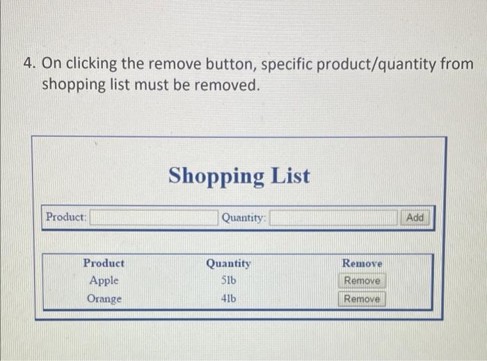 Solved 1. Design a Shopping List making WebApp with the | Chegg.com