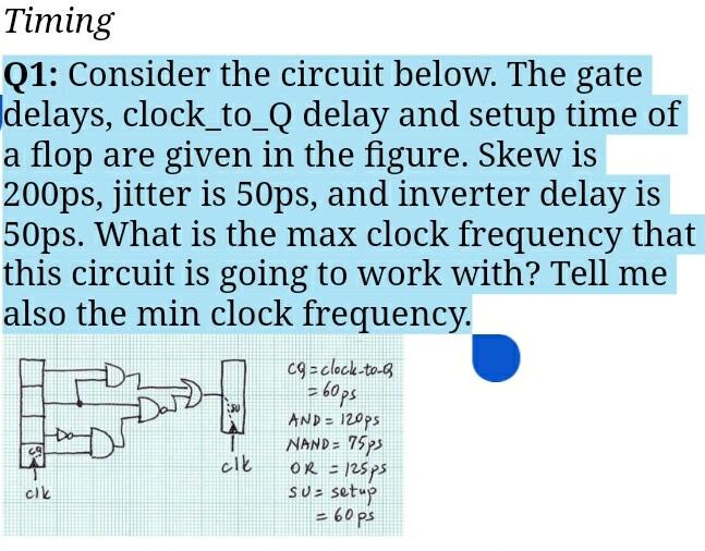 Solved Timing Q1 Consider the circuit below. The gate