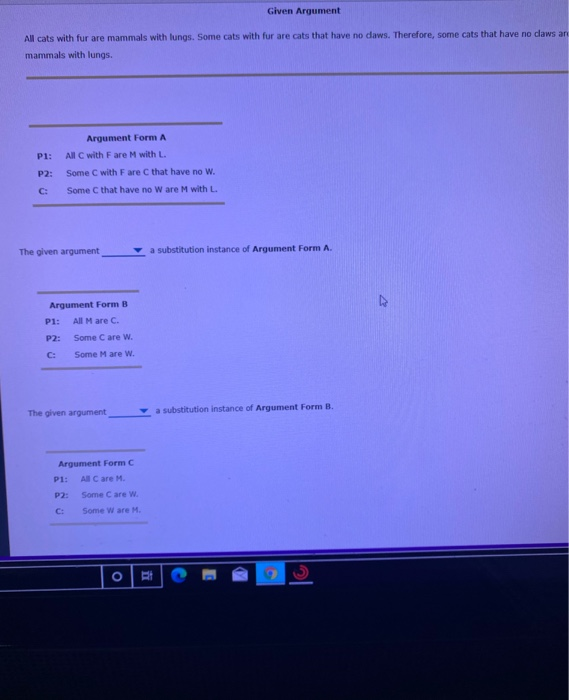 Solved Given Argument All Cats With Fur Are Mammals With | Chegg.com