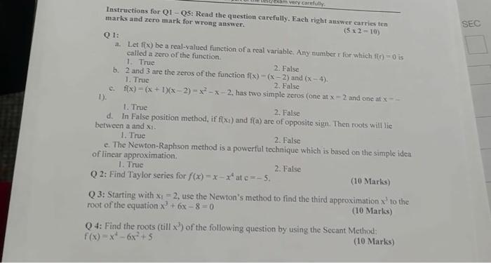 Solved Instructions for Q1 - Q5: Read the question | Chegg.com