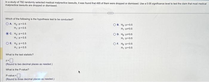 Solved In a study of 792 randomly selected medical | Chegg.com