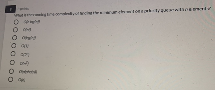 Solved 9 3 points What is the running time complexity of | Chegg.com