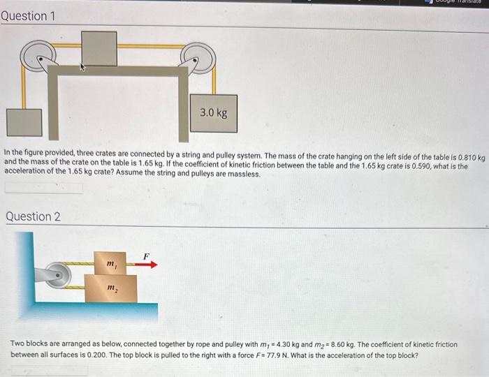 Solved Question 1 In the figure provided, three crates are | Chegg.com
