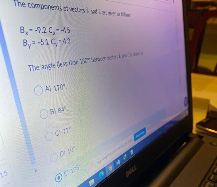 Solved The components of vectors i and C are given as | Chegg.com