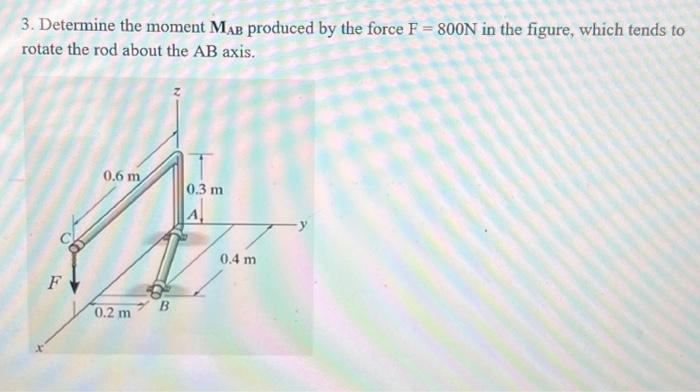 Solved 3. Determine the moment MAB produced by the force | Chegg.com