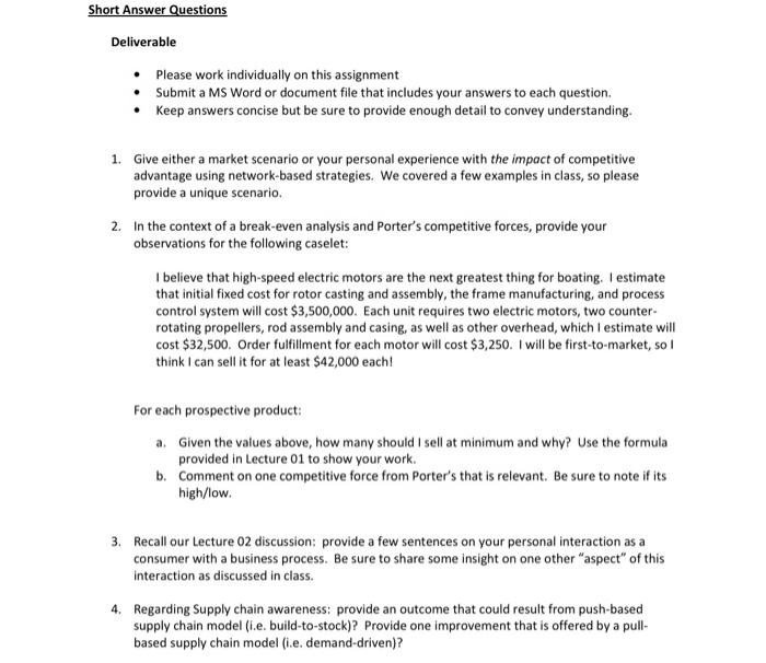 Deliverable - Please work individually on this | Chegg.com