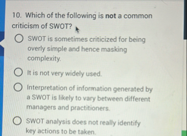 Solved Which of the following is not a common criticism of | Chegg.com