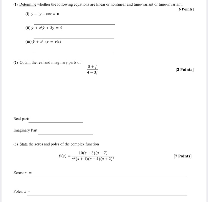 Solved (1) Determine whether the following equations are | Chegg.com