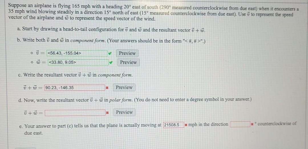 solved-suppose-an-airplane-is-flying-165-mph-with-a-heading-chegg