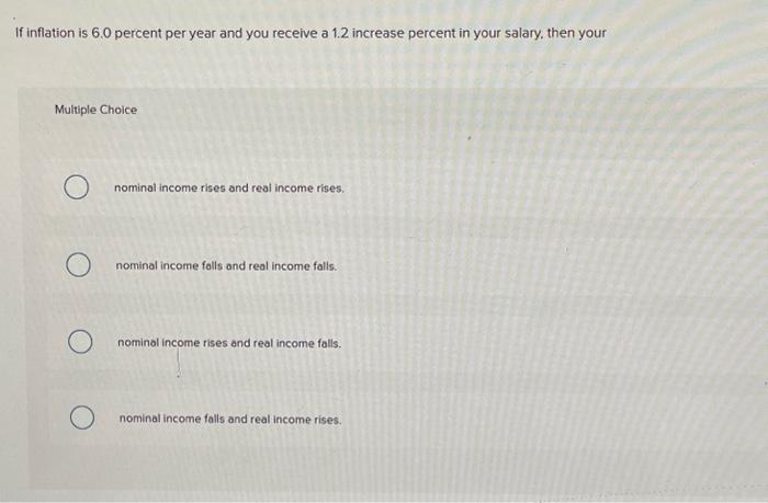 If inflation is 6.0 percent per year and you receive | Chegg.com