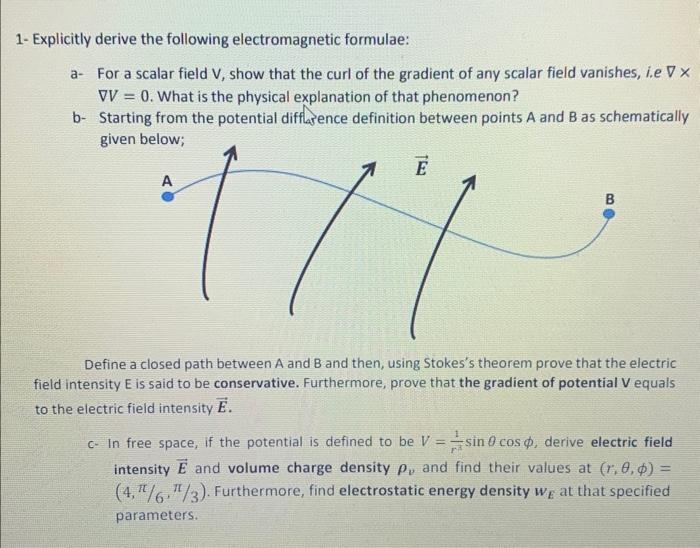 Solved 1- Explicitly Derive The Following Electromagnetic | Chegg.com