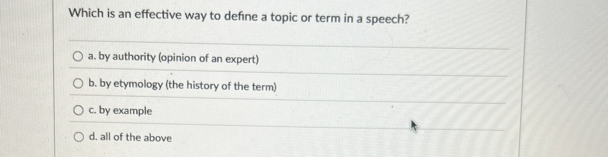 Solved Which is an effective way to define a topic or term | Chegg.com