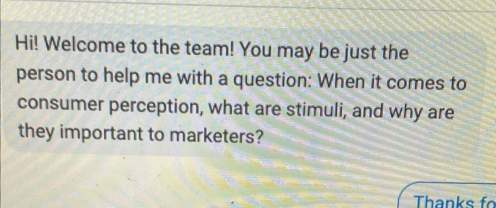 Welcome to the Team Questionnaire 