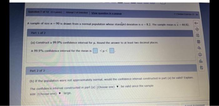 Solved A population has standard deviation = 17.2. Part 1 of | Chegg.com