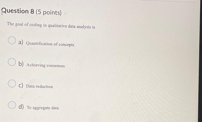 Solved The goal of coding in qualitative data analysis is a) | Chegg.com