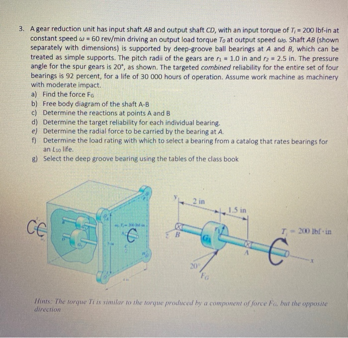 Solved 3. A gear reduction unit has input shaft AB and