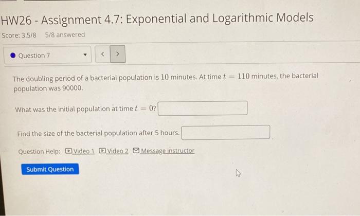 Solved HW26 - Assignment 4.7: Exponential and Logarithmic | Chegg.com
