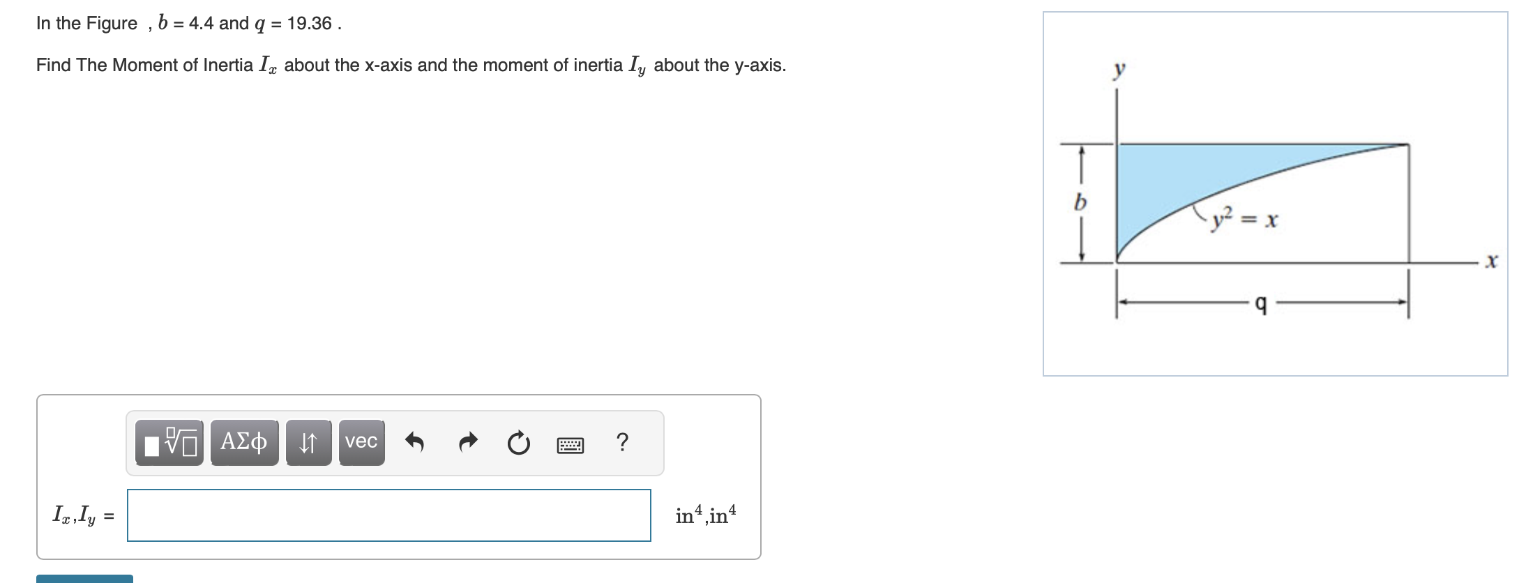 Solved In the Figure,b=4.4 ﻿and q=19.36.Find The Moment of | Chegg.com